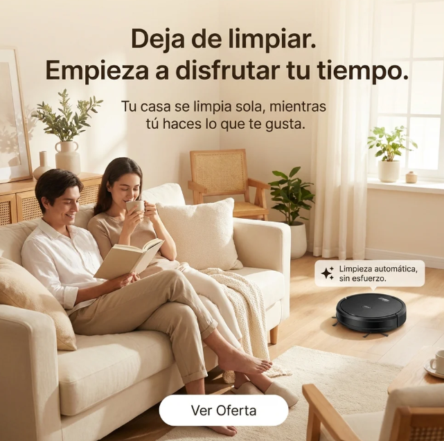 Robot Aspirador Inteligente 3 en 1: Autonomía de 90min, Sensores Anti-Obstáculos y Vaciado de Basura Fácil