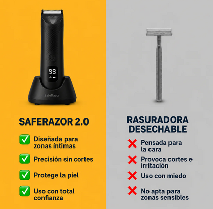SafeRazor™ - Rasúrate abajo en la ducha en 3 minutos. Sin sangre. Sin desorden.
